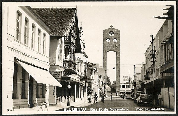 Santa Catarina - Blumenau - Rua 15 de Novembro - Cartão Postal Fotográfico Antigo Original