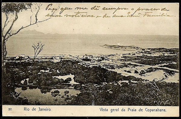 Rio de Janeiro - Vista Geral de Copacabana 1908 - Cartão Postal Antigo Original