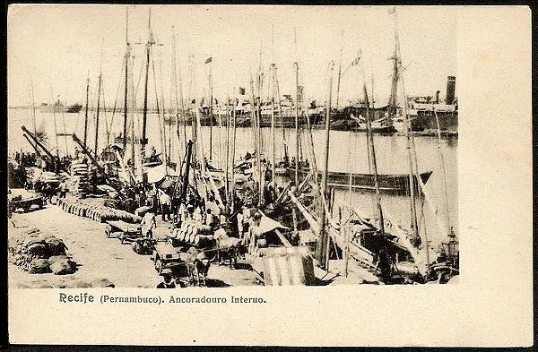 Recife, Pernambuco - Ancoradouro - Cartão Postal Antigo Original