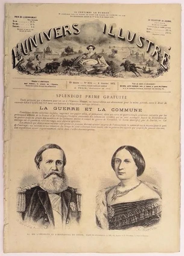 Dom Pedro II - Antigo Jornal Francês L'Univers Illustré, Original de 1872