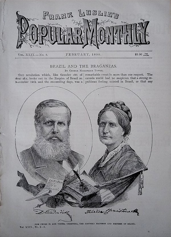 Dom Pedro II e D. Teresa Christina - Reportagem na Revista Americana Popular Monthly, Original de 1890 - Lenach