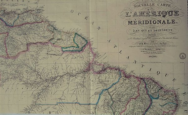 Mapa do Brasil, Original de 1834,  Amerique Meridional, Editado na França