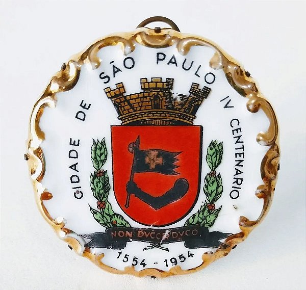 IV Centenário de São Paulo - Medalhão de Porcelana Brasão com Pé