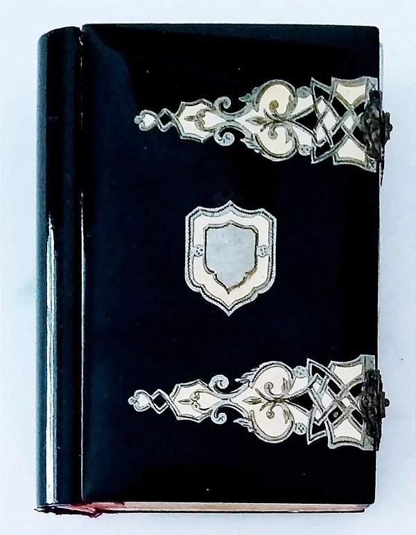 Missal do Século XIX Datado 1857,  com Capa de Celuloide Rígida, Decoração em Prata e Marfim