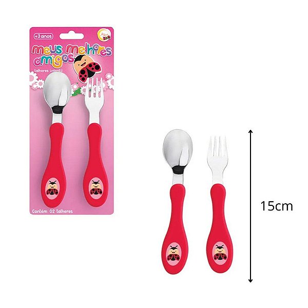 Kit Talher Infantil Garfo E Colher Meus Melhores Amigos Kids