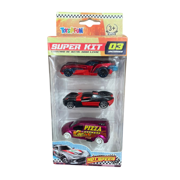 Trio de Carros Super Kit C/ 03 Hot Speed