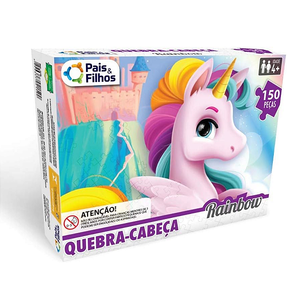 Quebra Cabeça Unicórnio Rainbow Pais e Filhos 150 Peças