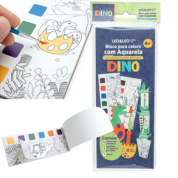 Bloco Para Colorir Com Aquarela Para Pintura Leo e Leo