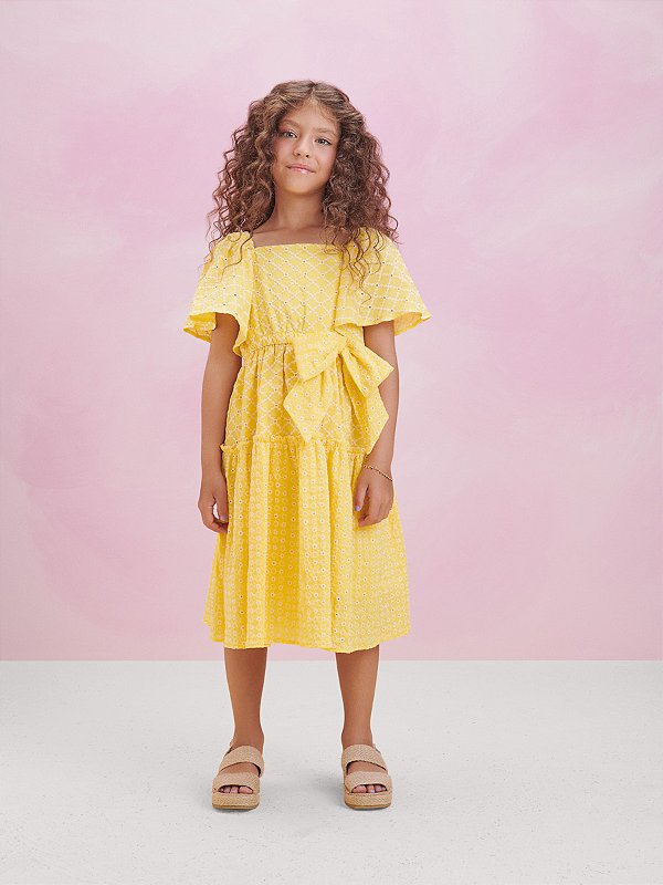Vestido Infantil Laise Amarelo Anime