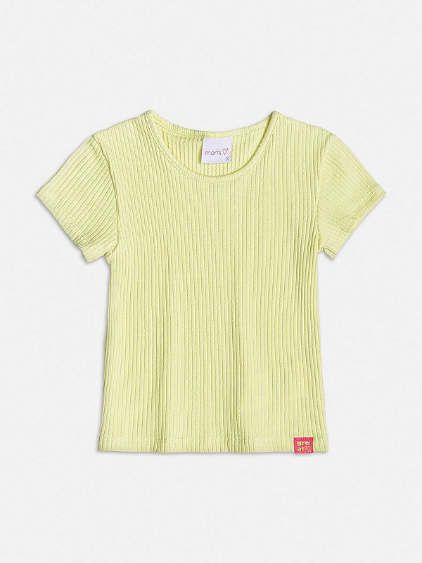 Blusa Infantil Canelada Amarelo fluor Momi