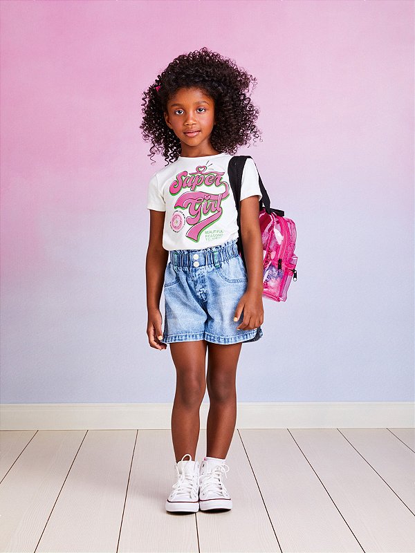 Short Infantil Jeans Abertura Momi