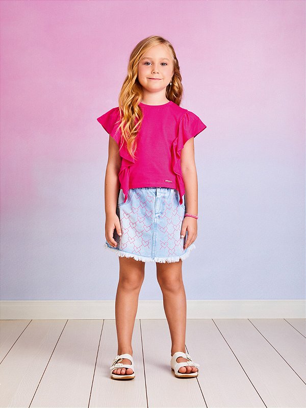 Blusa Infantil Babados Pink Momi