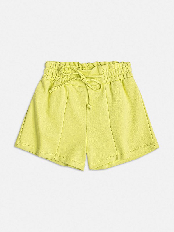 Short Infantil Moletom amarelo fluor Momi