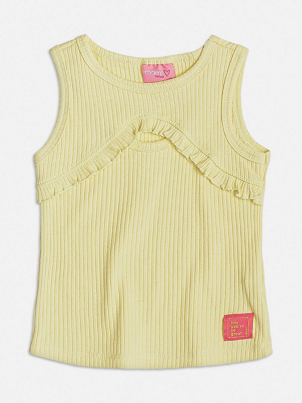 Regata Infantil Babado Amarelo Fluor Momi