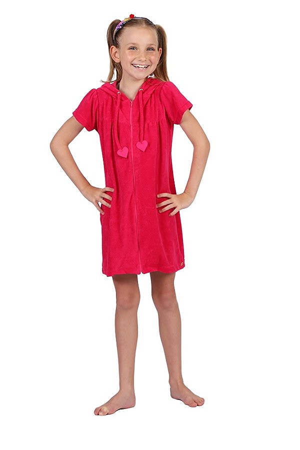 Roupao Infantil Rosa Choque Siri