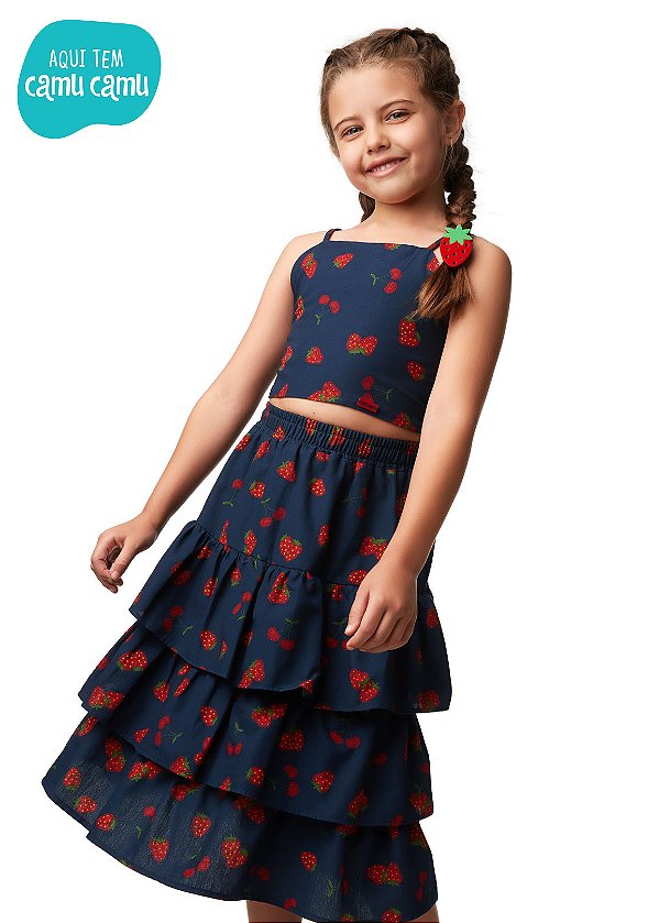 Conjunto Infantil Morangos Camu Camu