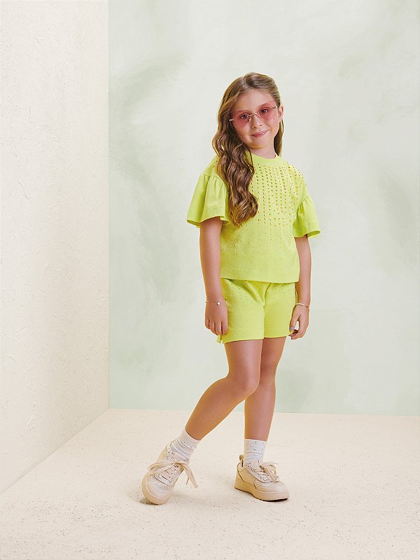 Conjunto Infantil Verde Limao Anime
