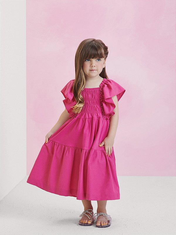 Vestido Infantil Fucsia Anime