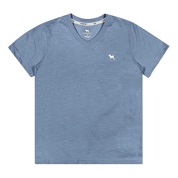 Camiseta Infantil Decote V Azul Charpey