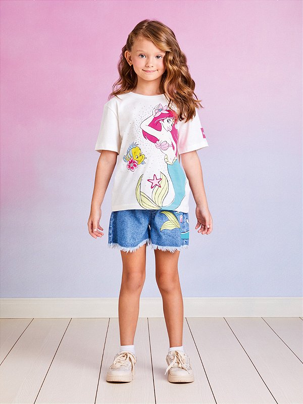 Short Jeans Infantil Pequena Sereia Momi