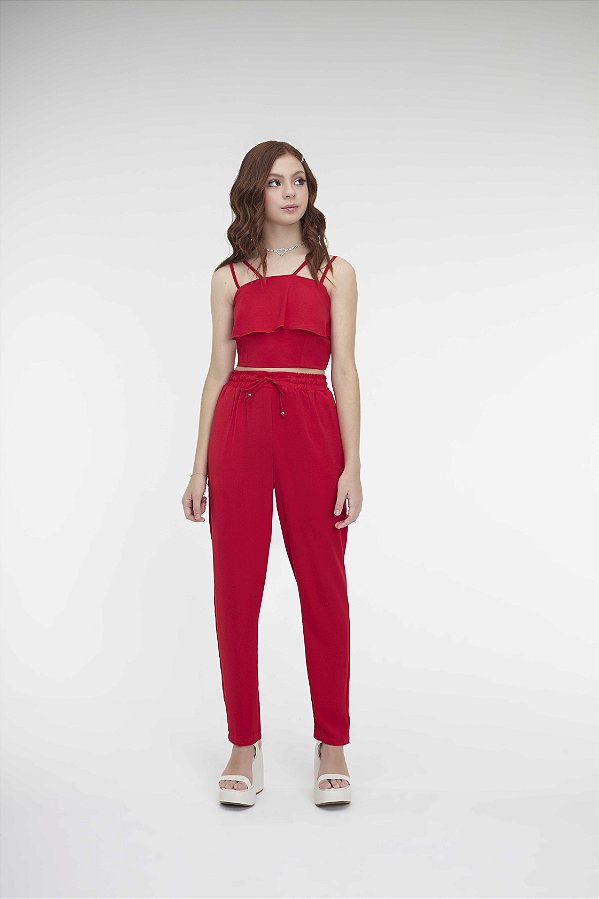 Conjunto Tecido Vermelho Bobbyluu