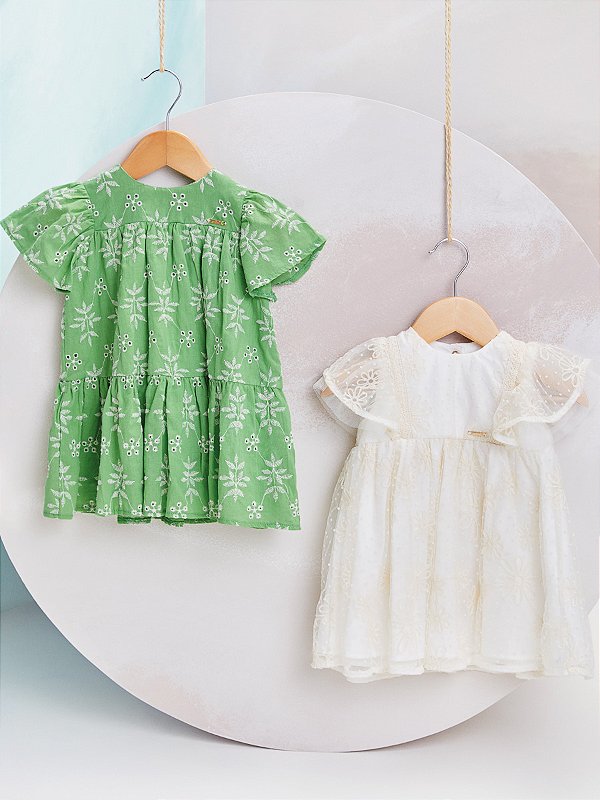 Vestido Infantil Laise Verde Anime