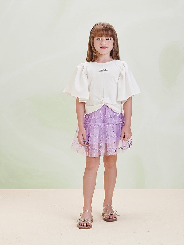 Conjunto Infantil Saia Lavanda Anime