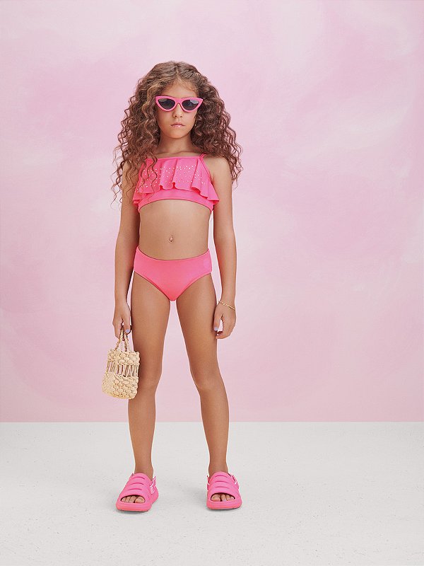 Biquini Infantil Strass Pink Anime