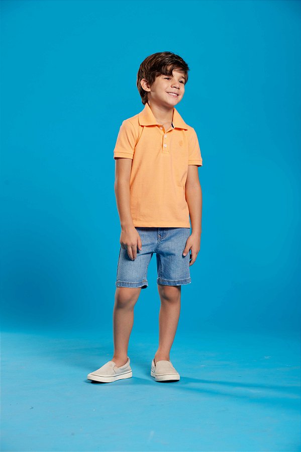 Polo Infantil Piquet Laranja Banana