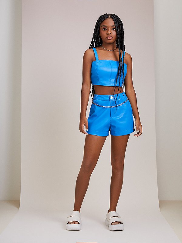 Top Couro Azul I Am