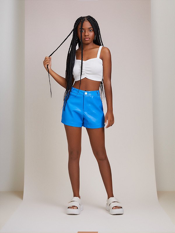 Short Couro Azul I Am