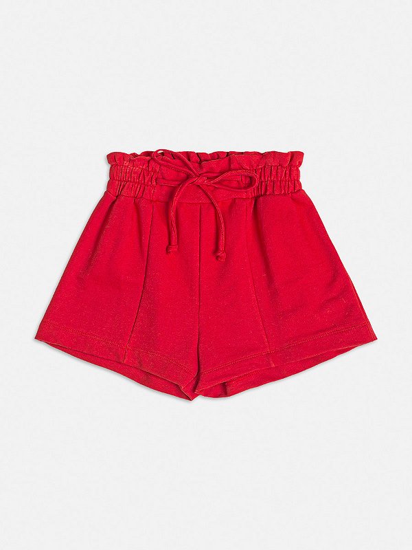 Shorts Infantil Recorte Vermelho Momi