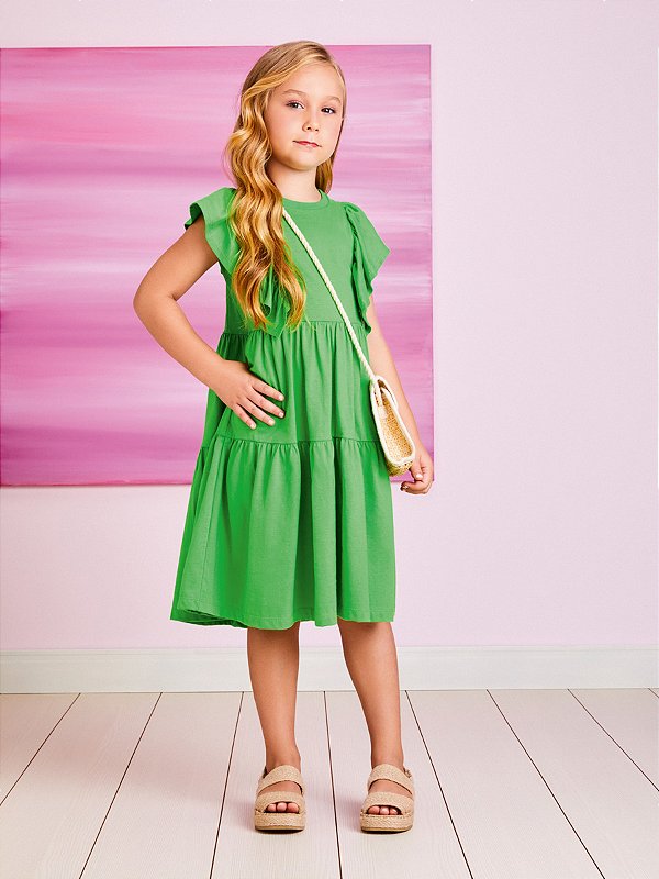 Vestido Infantil Marias Cyber Green Momi