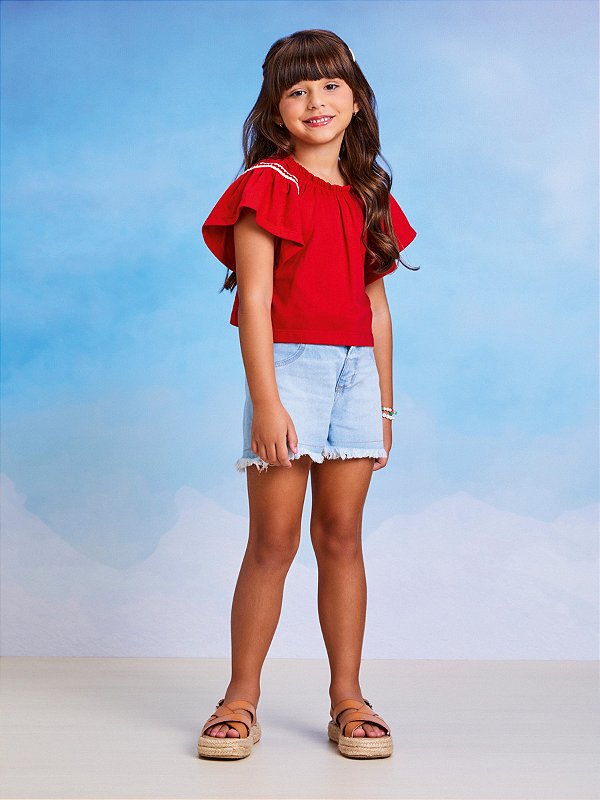 Blusa Infantil Vermelha Sianinha Momi
