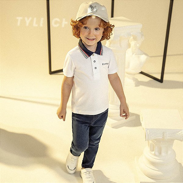 Polo Infantil Branca Gola Charpey