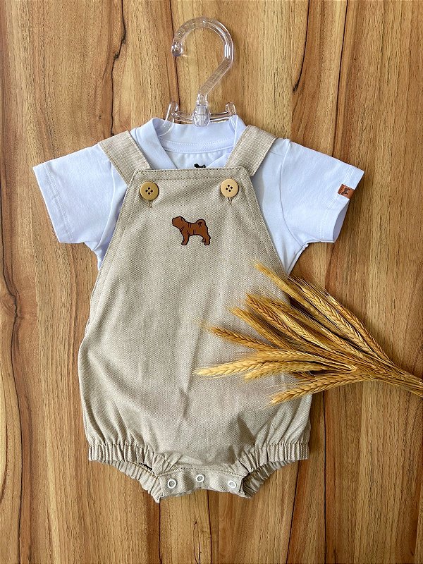 Conjunto Bebe Macacao/body White Charpey