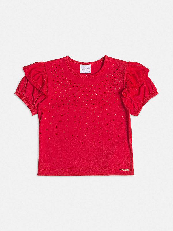 Blusa Infantil Manga Bufante Strass Momi