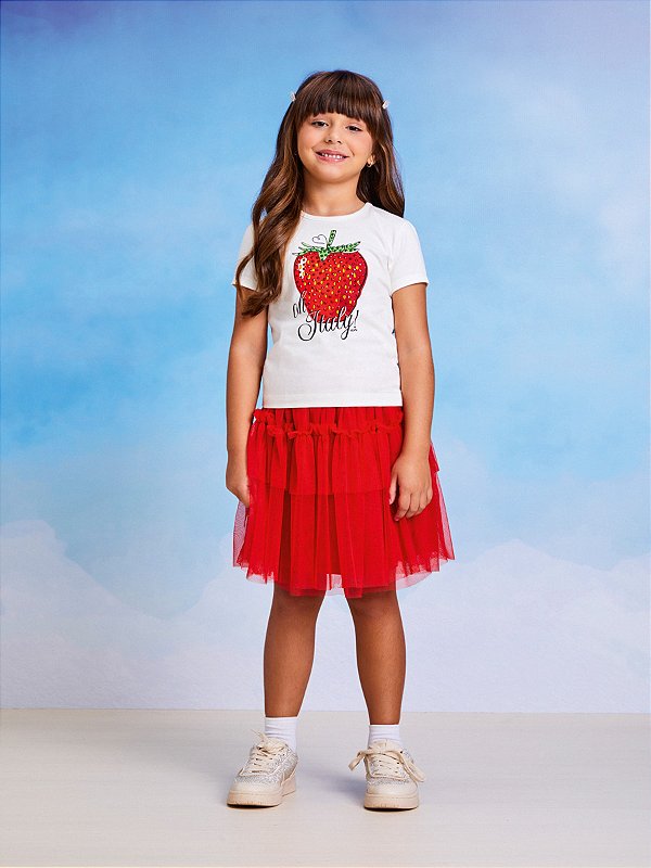 Saia Infantil De Tule Vermelho Infantil