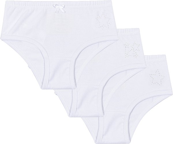 Kit Calcinha Infantil Branca Nini Bambin