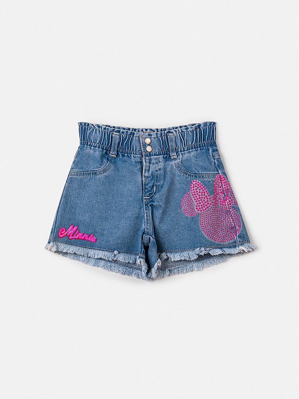 Shorts Infantil Minnie Jeans Anime