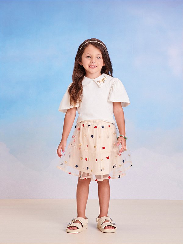 Conjunto Infantil Saia Tule Off Momi