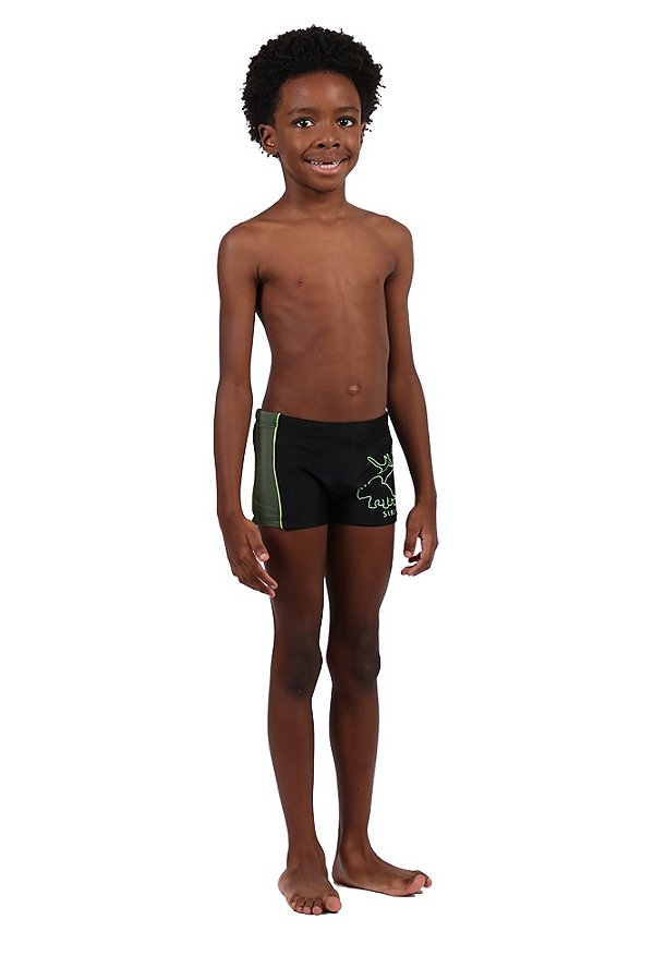 Sunga Infantil Preta Dino Neon Siri