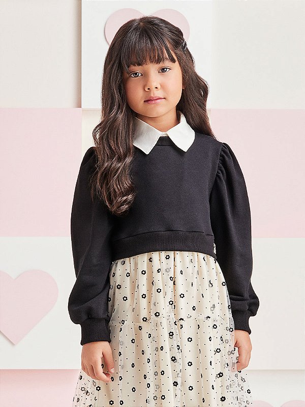 Vestido Infantil Tule Florzinha Momi