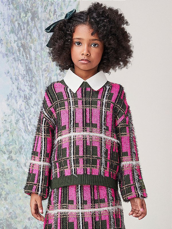 Conjunto Infantil Trico Verde/pink Anime
