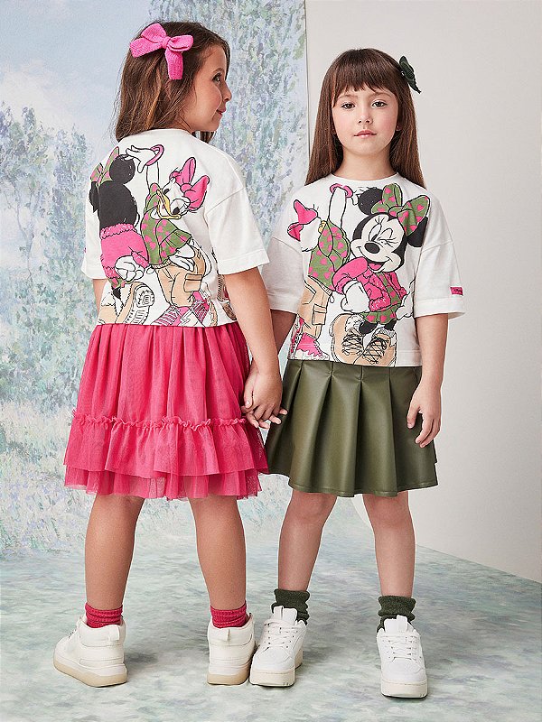 Saia Infantil Couro Pregas Verde Anime