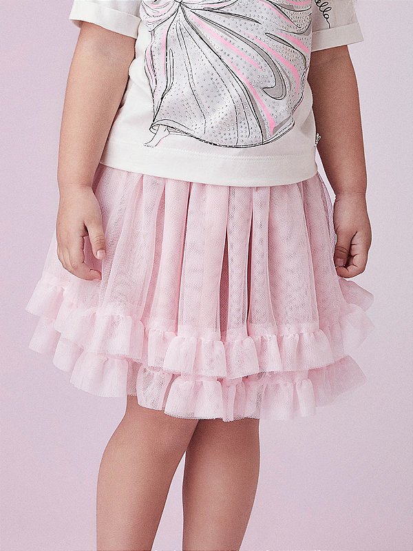 Saia Infantil Tule Rosa Anime