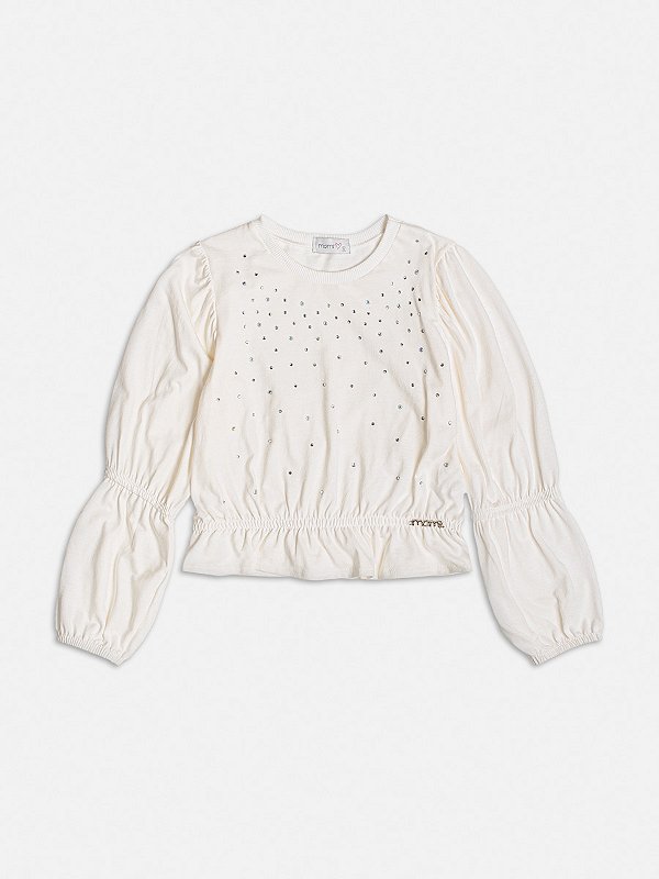 Blusa Infantil Strass Perola Momi