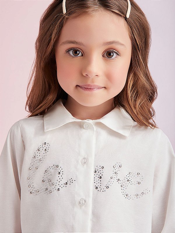 Camisa Infantil Cropped Strass Momi