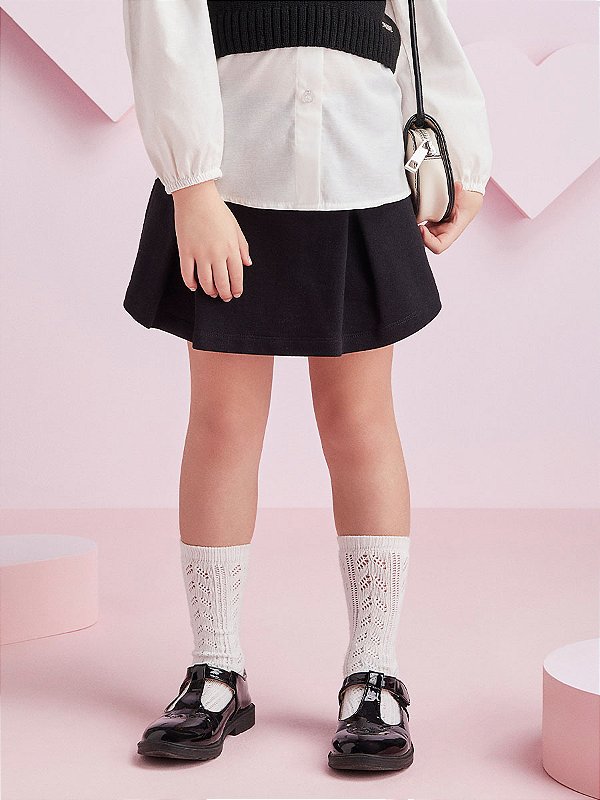 Shorts Saia Pregas Preto Momi