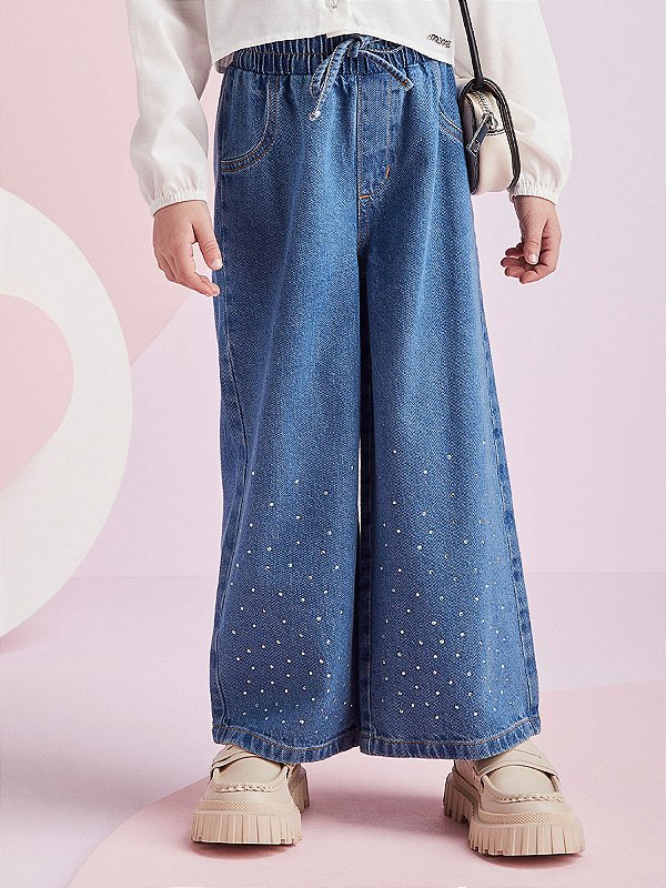 Calca Jeans Infantil Strass Momi